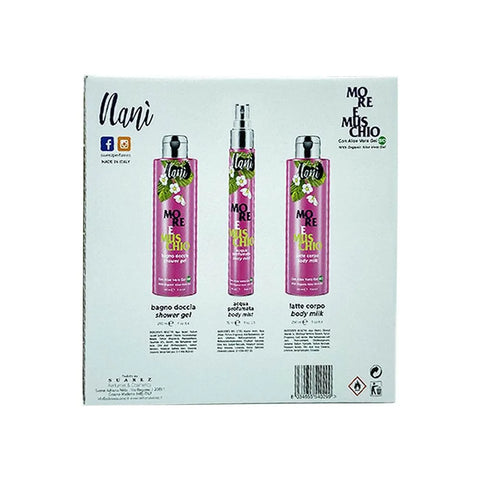 Nani sweet home cadeauverpakking bramen en white musk douchecreme, bodymist en bodycreme, Hemelse-geuren.nl