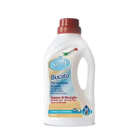 Soft vloeibaar wasmiddel Marsiglia voor witte en gekleurde was, 1L bottle.