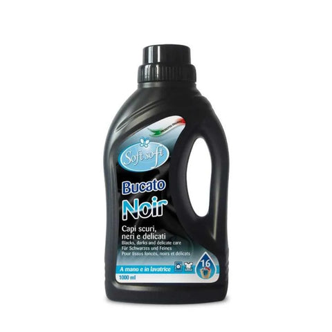 Soft vloeibaar wasmiddel Nero Puro voor donkere kleding, 1L fles.