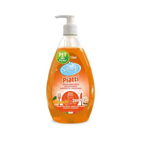 Soft afwasmiddel met sinaasappel en gember pompje 750ml verpakking.