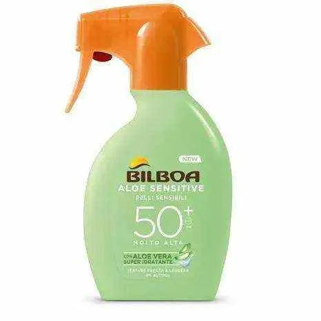 Bilboa PF50+ gezichtszonnebrandcrème met aloe vera hypoallergeen flacon 250ml.
