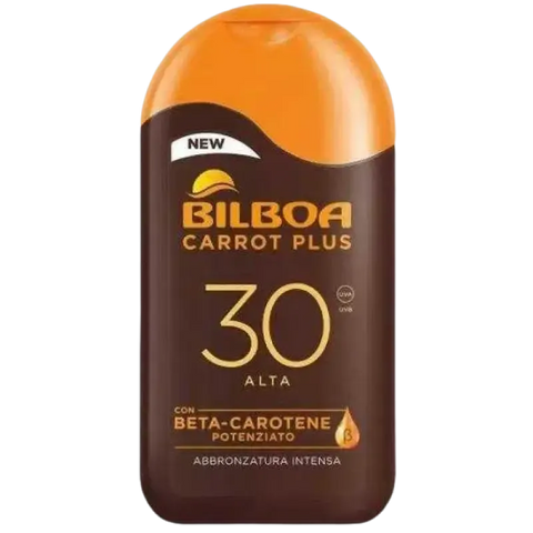 Bilboa zonnemelk met bètacaroteen SPF 30 fles, 200ml voor intensieve bruining.