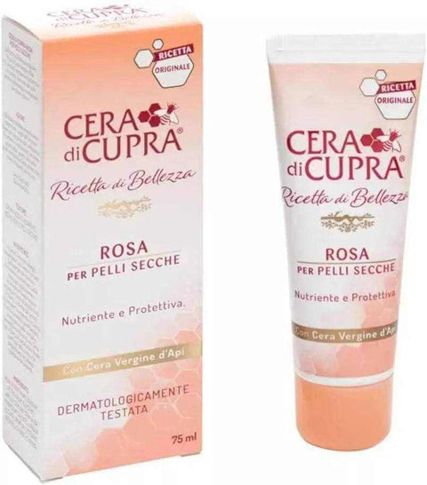 Cera di Cupra rosa crème voor droge huid, 75ml tube en doos, rijk voedend.