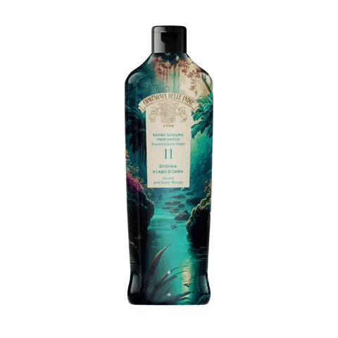 Compagnia delle Indie badschuim orchidee en cederhout nr11, 500 ml fles, luxueus geurende wellness-ervaring.