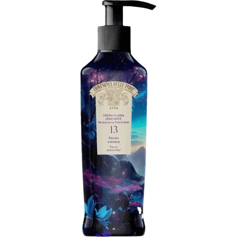 Compagnia delle Indie bodycreme pioenroos en amber nr13, 250ml bottle with floral design.