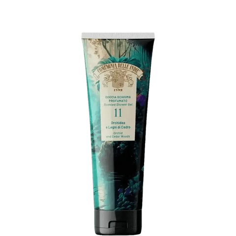 Compagnia delle Indie doucheschuim met orchidee en cederhout, 250ml tube, geparfumeerd schuim voor gevoelige huid.