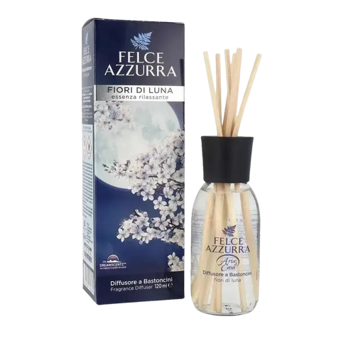 Felce Azzurra geurstokjes fiori di luna moonflowers 120ml with box and bottle.