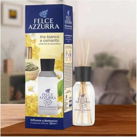 Felce Azzurra geurstokjes witte osmanthusthee 120ml - Hemelse-geuren.nl