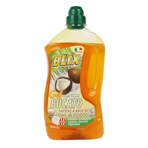 Blix hypoallergenic vegan laundry detergent with coconut oil for 20 washes.