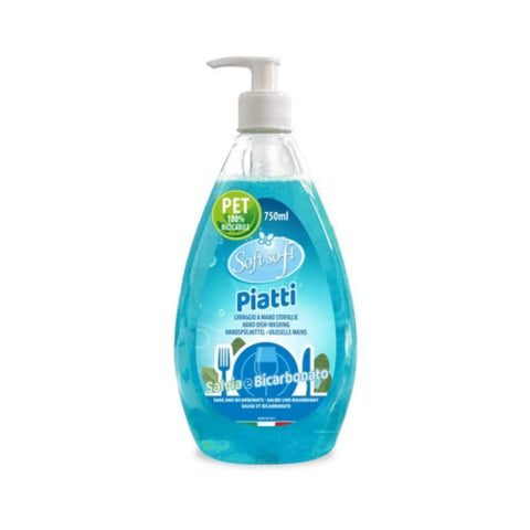 Soft afwasmiddel met pompje, 750ml, salie en bicarbonaat, antibacterieel.
