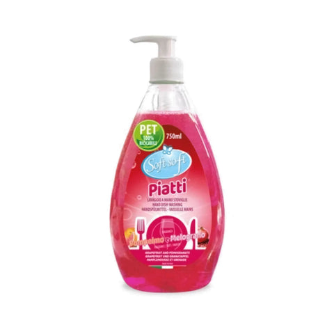 Soft afwasmiddel 750ml met pompelmoes en granaatappel in pomp dispenser.