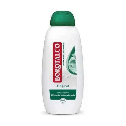 Borotalco original bad en douche 450ml bottle with green cap and classic branding.