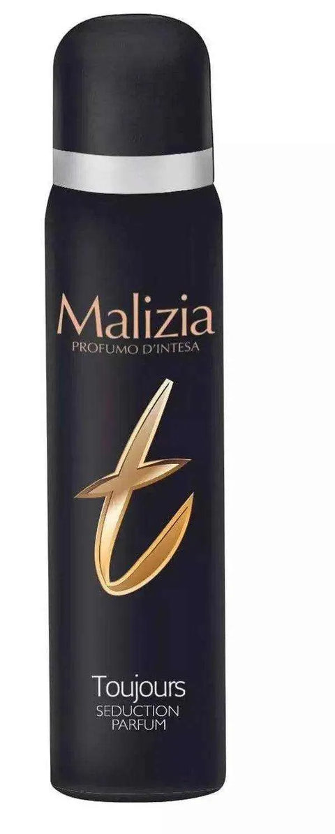 malizia deodorant toujours body spray with rose and musk notes, elegant design