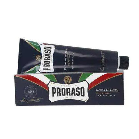 Proraso blauw tube scheerproduct met aloë vera en vitamine E, 150ml, voor alle huidtypes.