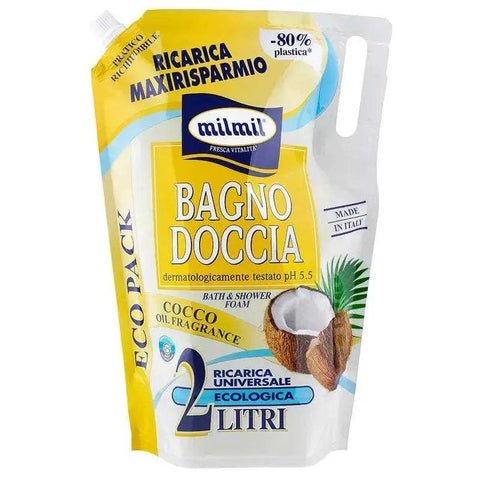 Mil Mil ecologische kokos navulling 2000 ml voor gezicht, handen en douche.