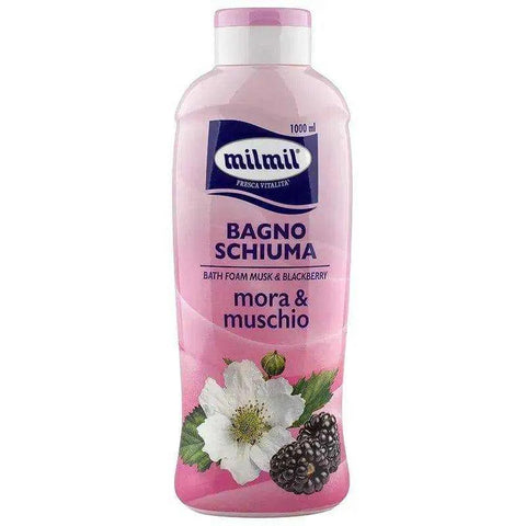 Mil mil bad en douche bramen en musk 1000ml fles, hydraterende formule, dermatologisch getest.