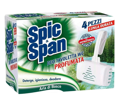 Spic & Span WC-blokjes met houder 4 stuks dennenbos geur.