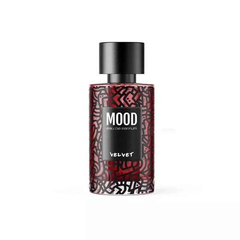 MOOD eau de parfum velvet 100ml bottle with artistic design.