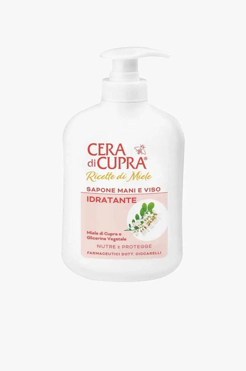 Cera di Cupra zeep 200ml fles voor gezicht en handen met hydraterende werking.