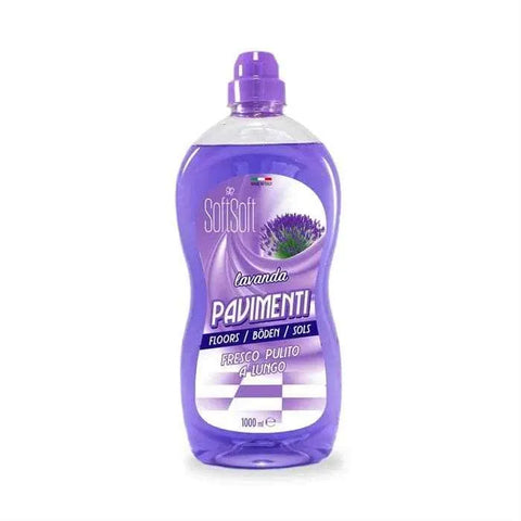 SOFT vloerreiniger Lavendel, 1000ml bottle, delicate lavender scent, suitable for floors and washable surfaces.