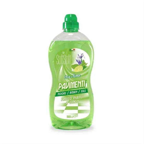 SOFT vloerreiniger Iris & Lime 1000ml bottle for floors and washable surfaces.