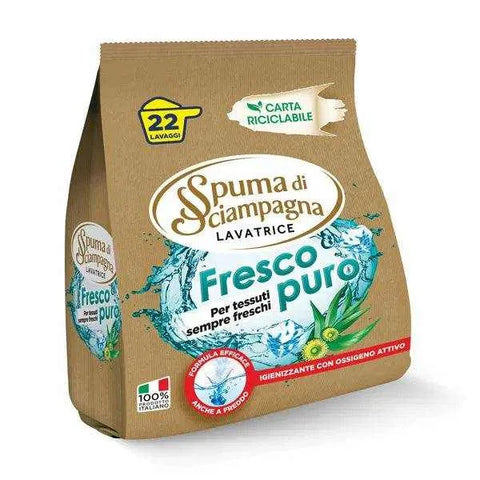 Spuma di Sciampagna waspoeder fresco puro 22 wasbeurten in recyclebare verpakking.