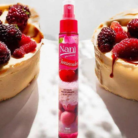 Nani Suarez cadeauverpakking met bodymist en baddouche, geurend naar romige cheesecake.