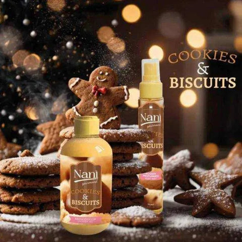Nani suarez cadeauverpakking bodymist en bad/douche gourmand cookies &Hemelse-geuren.nlNani suarez cadeauverpakking bodymist en baddouche gourmand cookies & biscuits
