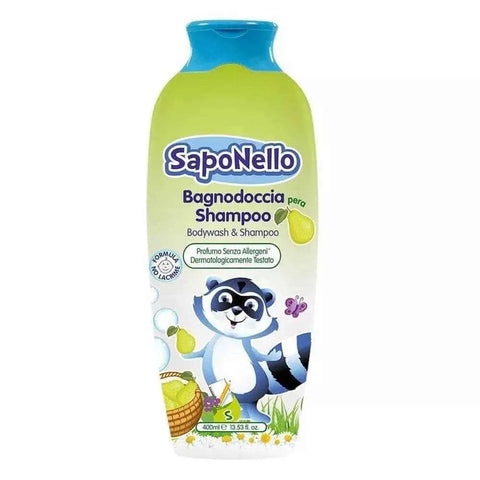 Felce Azzura Saponello Peer Shampoo en Douchegel voor Kinderen, 400ml, hypoallergeen, parabeen- en alcoholvrij.