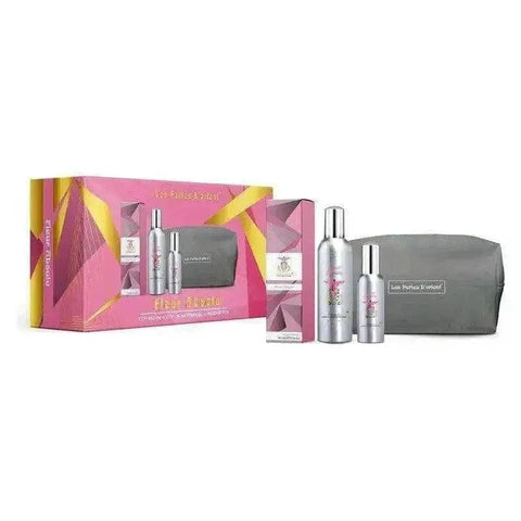 Les perles d'orient Fleur absolute cadeauverpakking with 150ml and 75ml eau de parfum and toiletry bag.