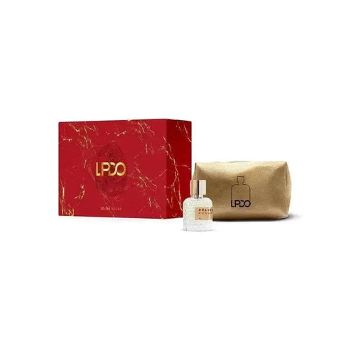 LPDO Délire Rouge gift set with 30 ml eau de parfum and matching toiletry bag.