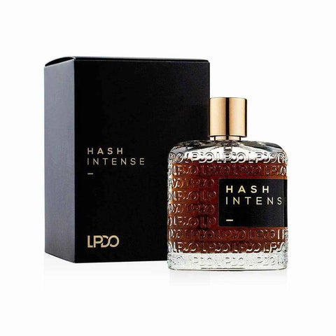 LPDO Hash Intense eau de parfum 100ml bottle with box, featuring rich and hypnotic fragrance notes.