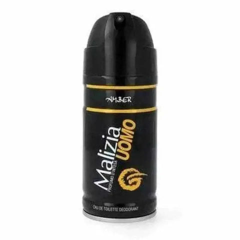 Malizia bodyspray deodorant amber, 150ml, stylish scent with amber notes, deodorant protection.