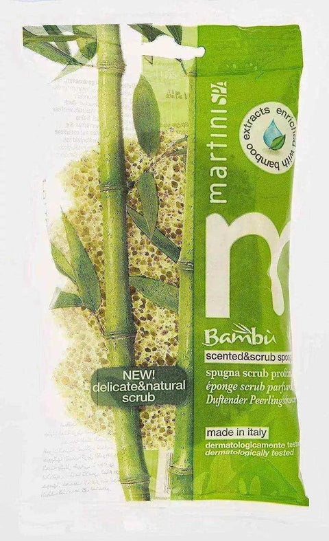 Martini scrub spons, licht geparfumeerd met bamboe-extract, dermatologisch getest.