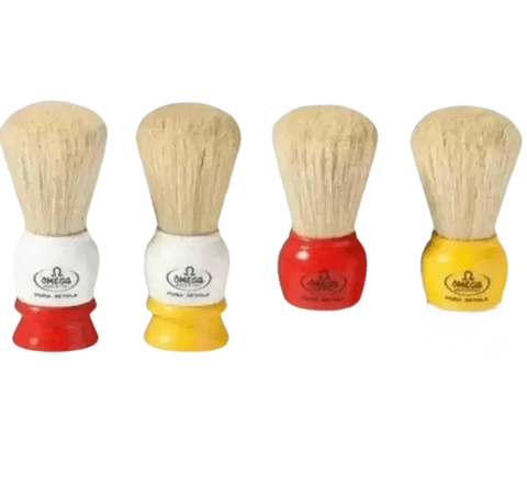 Omega scheerkwast Basis 10075 Proraso in diverse kleuren met puur varkenshaar en kunststof handvat.
