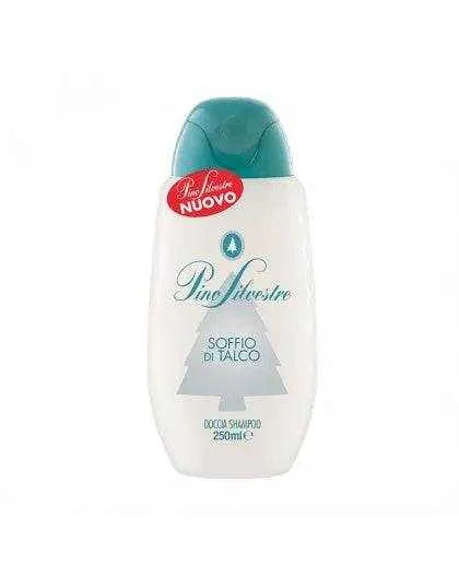 Pino Silvestre douche en shampoo soffio di talco 250ml bottle with soft talc scent.