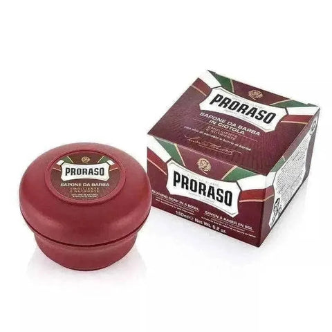 Proraso scheerzeep sandelhout, 150gr, voor volle baardtypes, natuurlijke ingrediënten, vrij van parabenen.