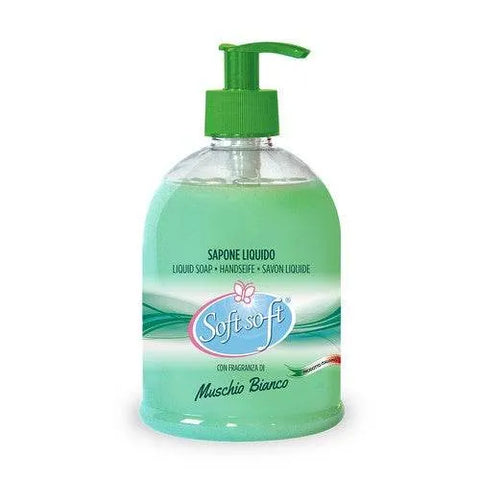 Soft soft vloeibare handzeep 500ml met muskusgeur in pompflacon.