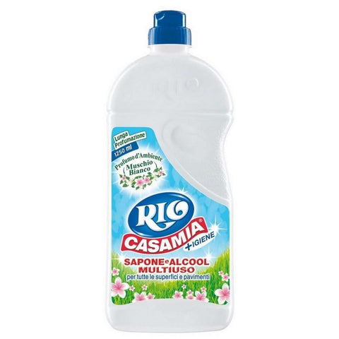 Rio Casa Mia hygienische allesreiniger Musk met alcohol en zeep in 1,25L fles.