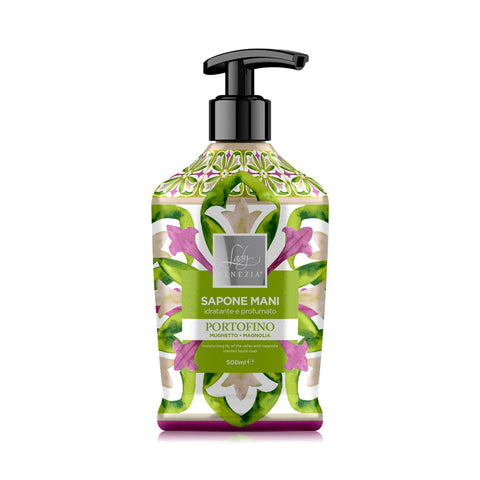 Lady Venezia Ceramiche – Artistieke Handzeep Portofino – Lelietje-van-dalen & Magnolia 500ml - Hemelse-geuren.nl
