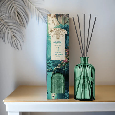 Compagnia delle Indie geurstokjes 1liter nr 11 orchidee en cederhout, Hemelse-geuren.nl