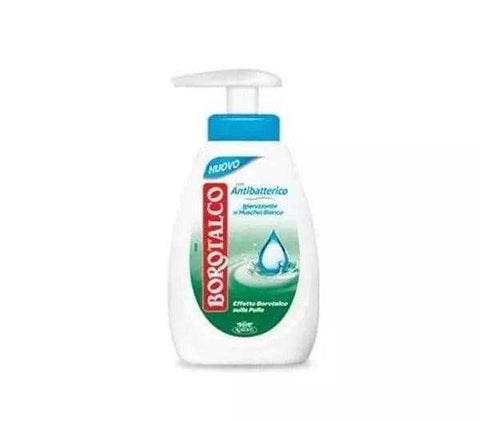 Borotalco handzeep antibacterieel 250ml fles met pomp, antibacteriële formule, witte musk geur.