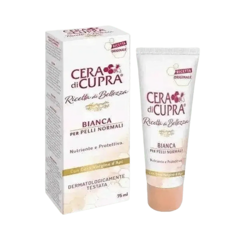 Cera di Cupra Bianca gezichtscrème met bijenwas anti-aging formule, 75 ml verpakking.
