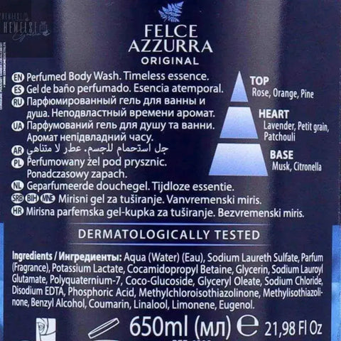 Felce Azzurra Classico Bad en Douchecrème 650ml - Hemelse-geuren.nl