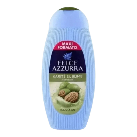 Felce Azzurra douchecreme karite sublime 400ml bottle with fresh, fruity scent and shea butter.