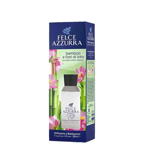 Felce Azzurra geurstokjes bamboo loto bamboe lotus 120mlHemelse-geuren.nlFelce Azzurra geurstokjes bamboo loto bamboe lotus 120ml