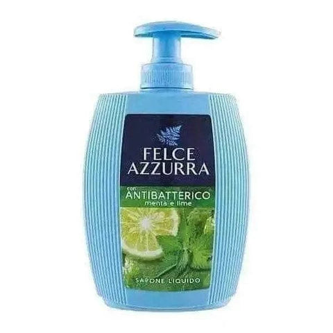 Felce Azzurra antibacteriële handzeep 300ml fles met munt en limoen geur.