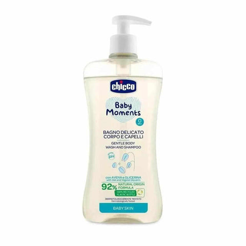 Chicco Baby 3-in-1 shampoo, bad en douche 500ml - Extra delicaat, met 92% natuurlijke ingrediënten.