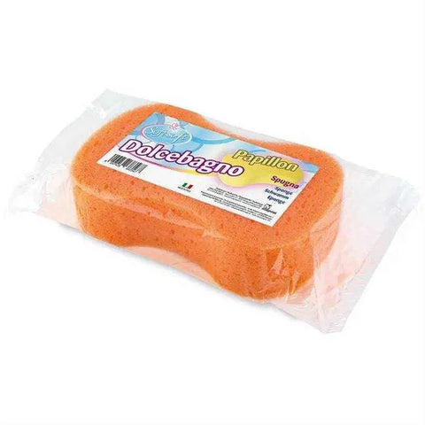 Soft Dolcebagno badspons papillon with smooth sides for gentle skin cleansing, butterfly shape for easy grip.
