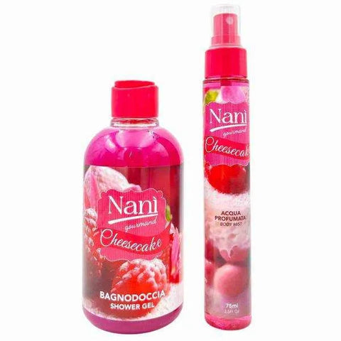 Nani Suarez cadeauverpakking cheesecake bodymist en bad/douche set met gourmand geur.